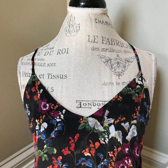 Alice + Olivia Mini Slip Dress Womens 4 Black Red Blue Floral Print Sleeveless - Picture 5 of 10